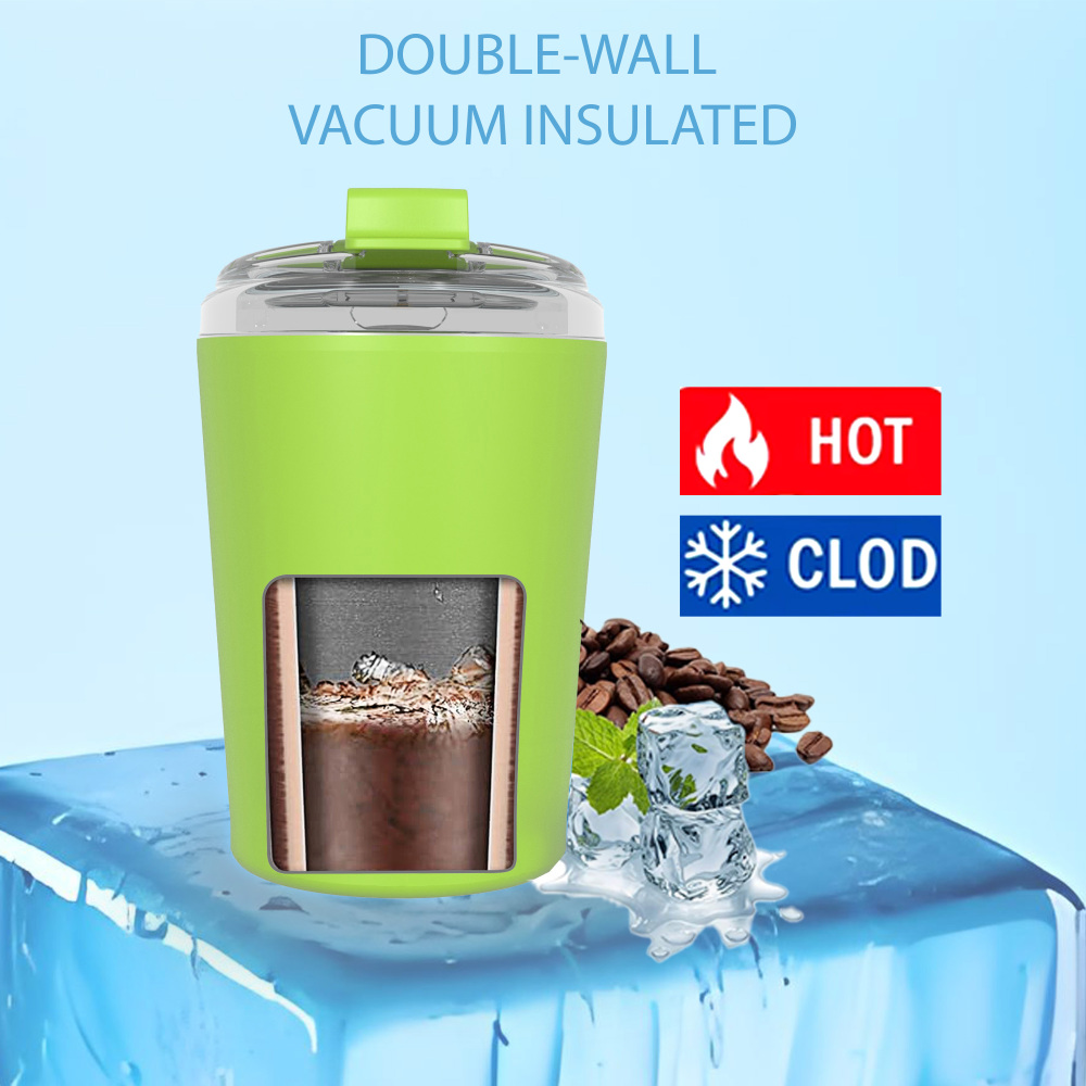 240ml/8OZ double wall insulated coffee cup with flip lid C001