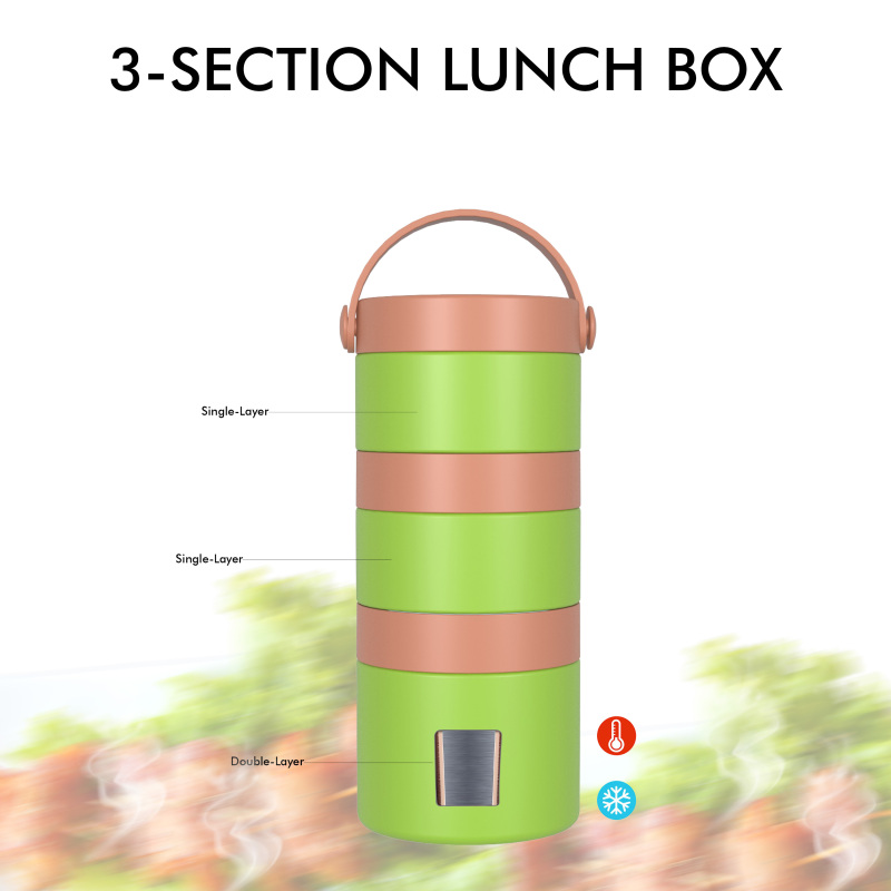 Boîte à lunch isotherme simple/double paroi 1090 ml/37 oz avec couvercle à poignée F3