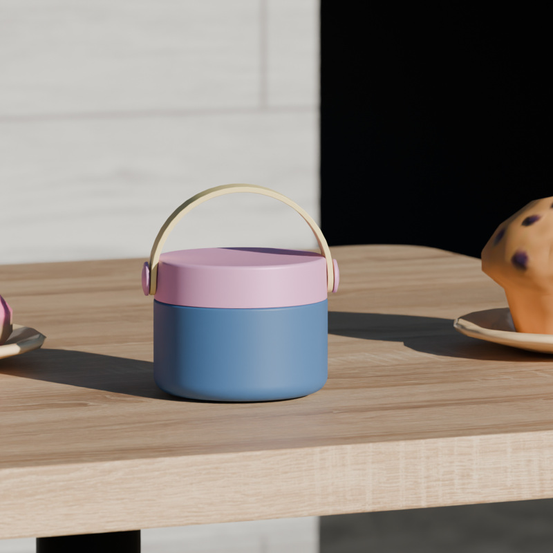 Récipient alimentaire à paroi simple de 370 ml avec couvercle à poignée F13