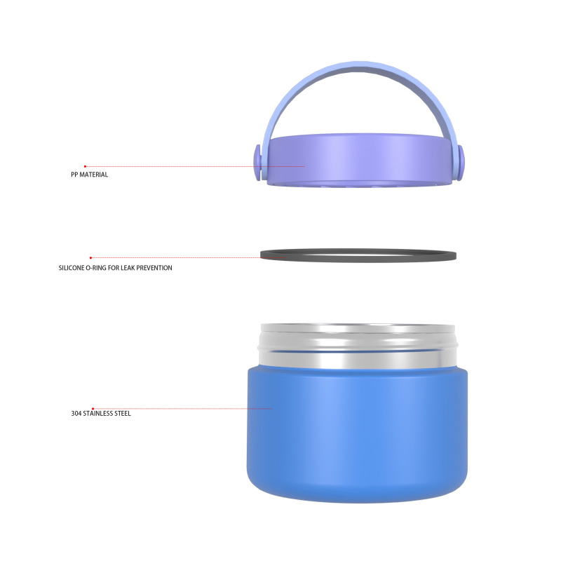 Récipient alimentaire à paroi simple de 370 ml avec couvercle à poignée F13