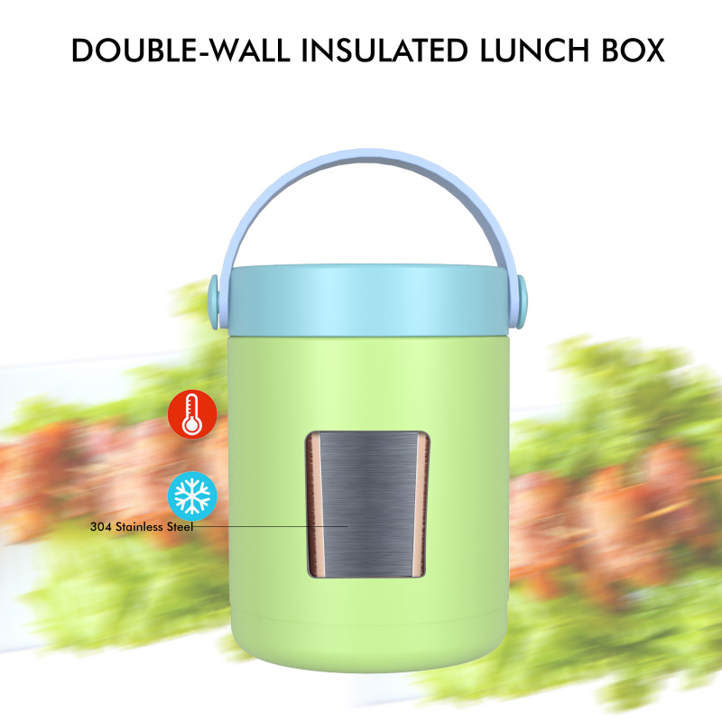 470ml/16OZ double wall insulated food container with handle lid F005
