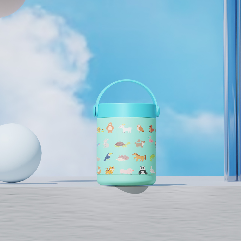 470ml/16OZ double wall insulated food container with handle lid F005