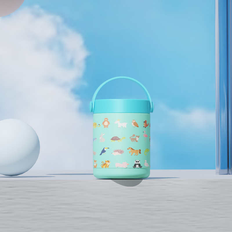 470ml/16OZ double wall insulated food container with handle lid F005