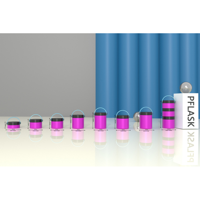 370ml/13OZ double wall insulated food container with handle lid F006