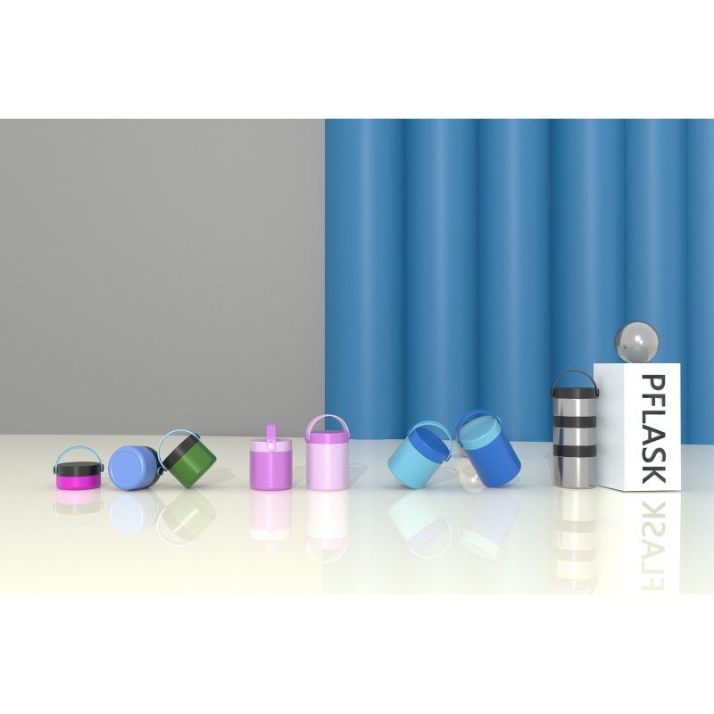 370ml/13OZ double wall insulated food container with handle lid F006