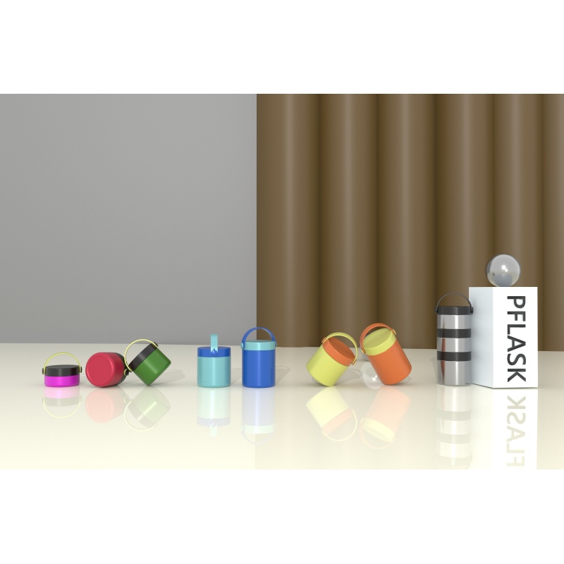 470ml/16OZ double wall insulated food container with handle lid F007