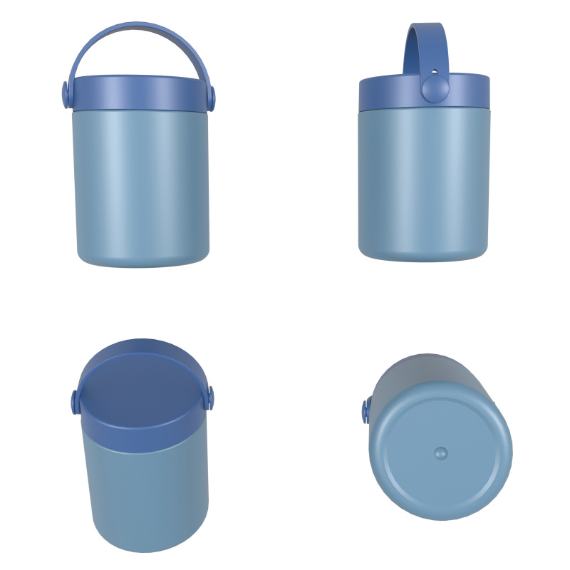 470ml/16OZ double wall insulated food container with handle lid F007