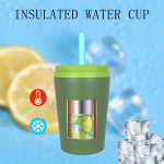 380 ml/13 oz doppelwandiger Isolierbecher mit Strohhalmdeckel T001