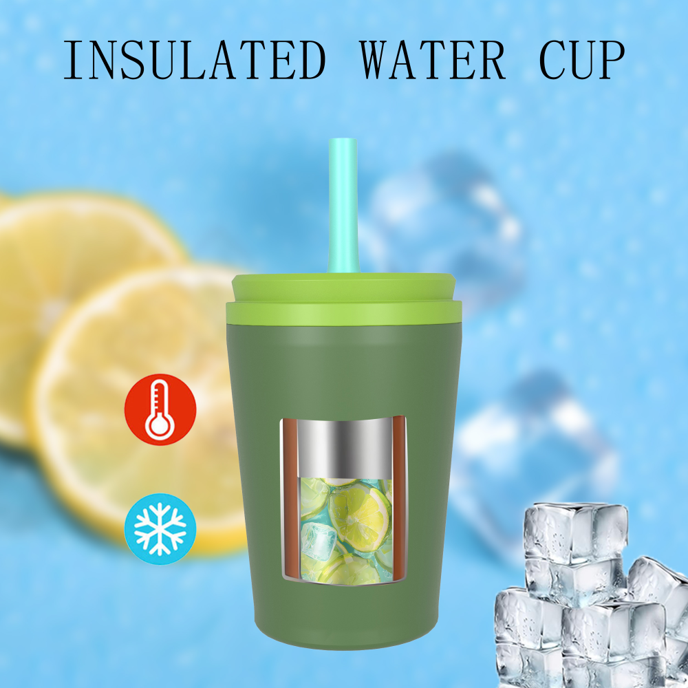 Gobelet isotherme à double paroi de 380 ml/13 oz avec couvercle à paille T001