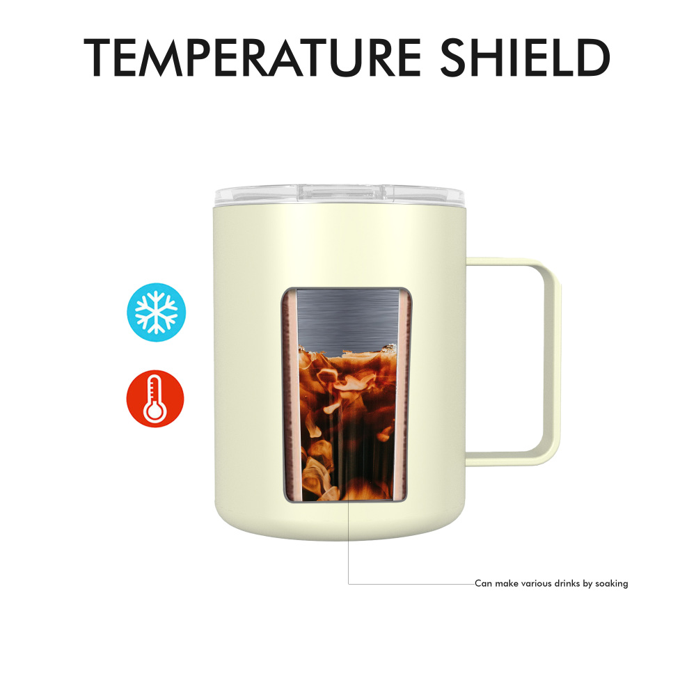 Mug isotherme à double paroi de 380 ml/13 oz avec couvercle coulissant anti-éclaboussures T016