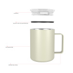 Mug isotherme à double paroi de 380 ml/13 oz avec couvercle coulissant anti-éclaboussures T016