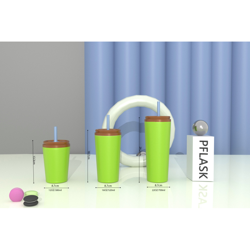 380ml/13OZ double wall insulated tumbler with straw lid T001