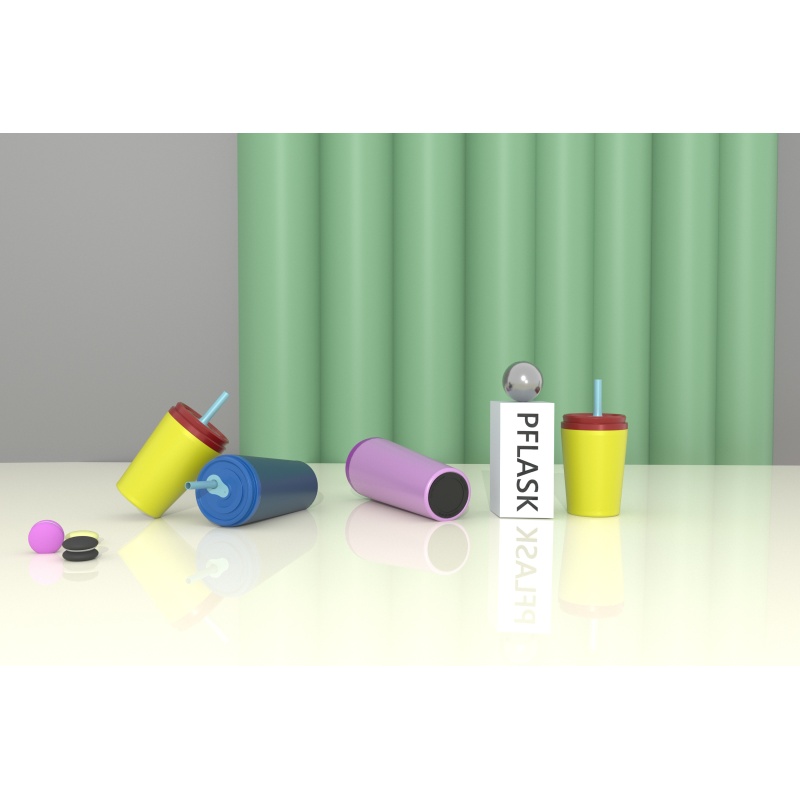 380ml/13OZ double wall insulated tumbler with straw lid T001