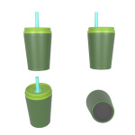 380ml/13OZ double wall insulated tumbler with straw lid T001