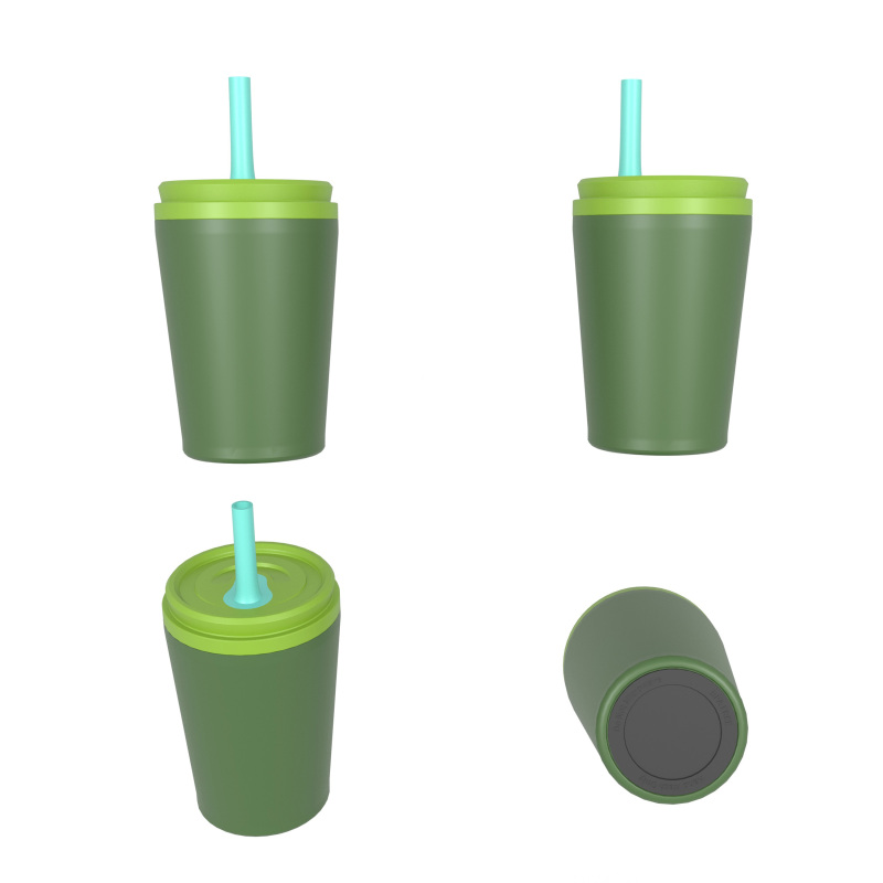 380ml/13OZ double wall insulated tumbler with straw lid T001