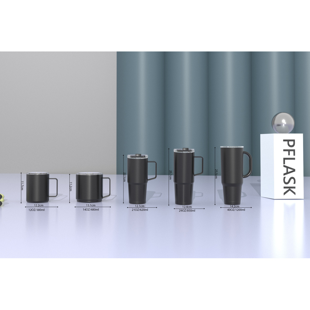 380ml/13OZ double wall insulated mug with spill proof slide lid T016