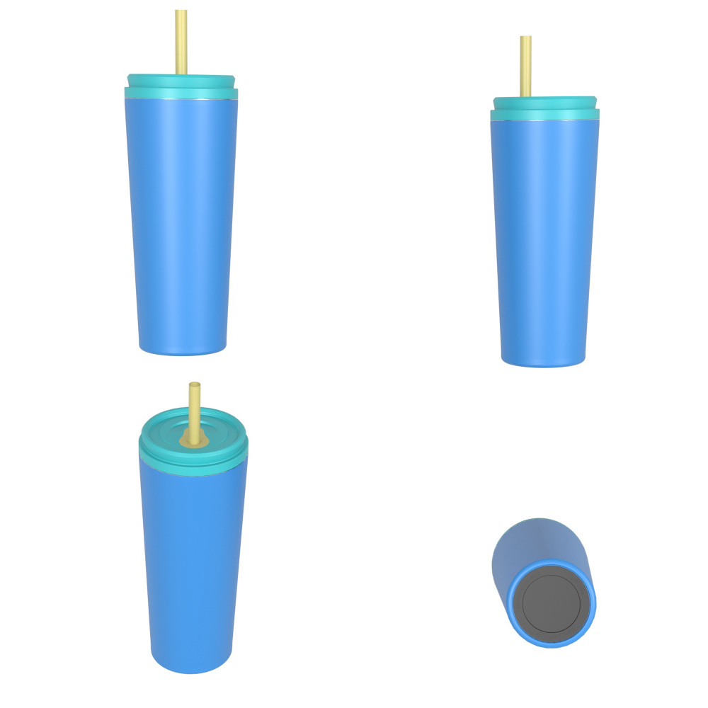 Gobelet isotherme à double paroi de 700 ml/24 oz avec couvercle à paille T003