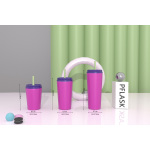 700ml/24OZ double wall insulated tumbler with straw lid T003