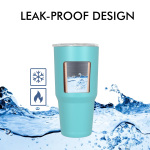 840 ml/28 oz doppelwandiger Isolierbecher mit auslaufsicherem Schiebedeckel T006