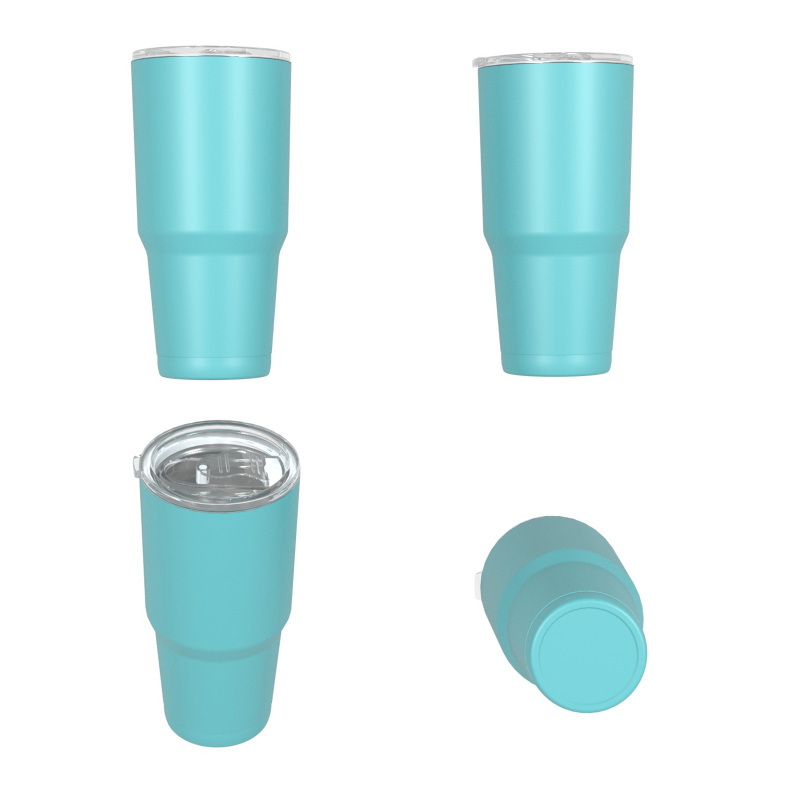 840 ml/28 oz doppelwandiger Isolierbecher mit auslaufsicherem Schiebedeckel T006