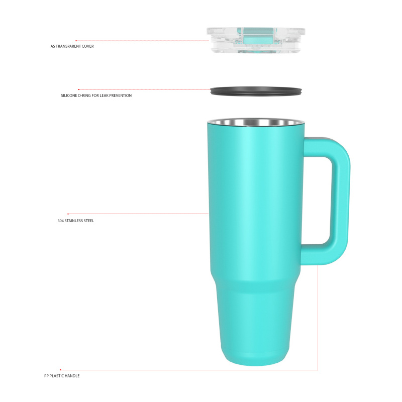 1170ml/40OZ double wall insulated mug with spill proof slide lid T029