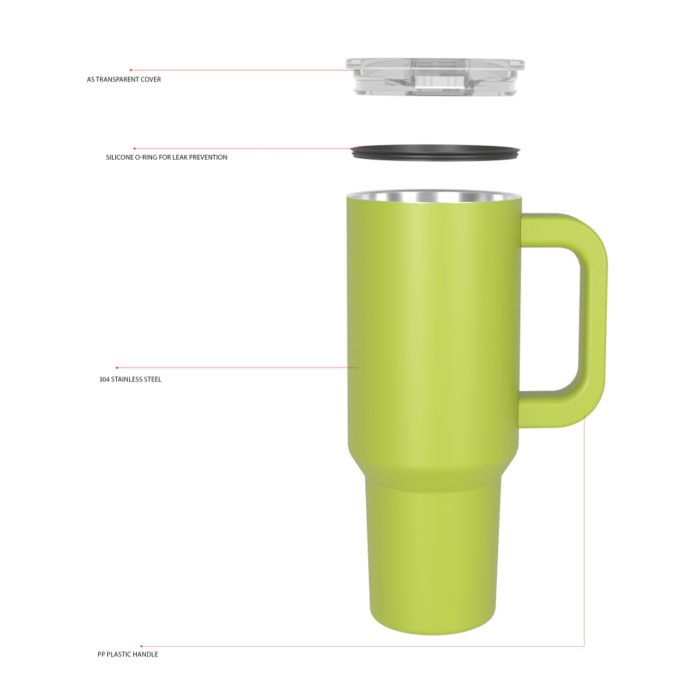 1240ml/40OZ double wall insulated mug withspill proof slide lid T025