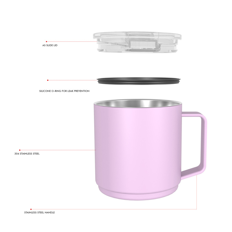 480ml/16OZ double wall insulated mug with spill proof slide lid T017