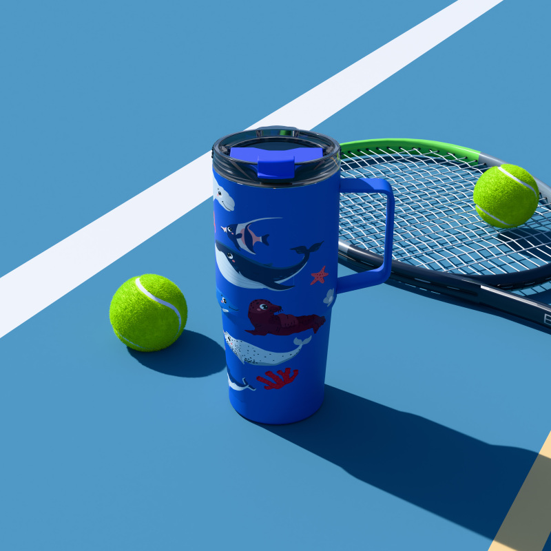 Mug isotherme à double paroi 620 ml/21 oz avec couvercle rabattable T022