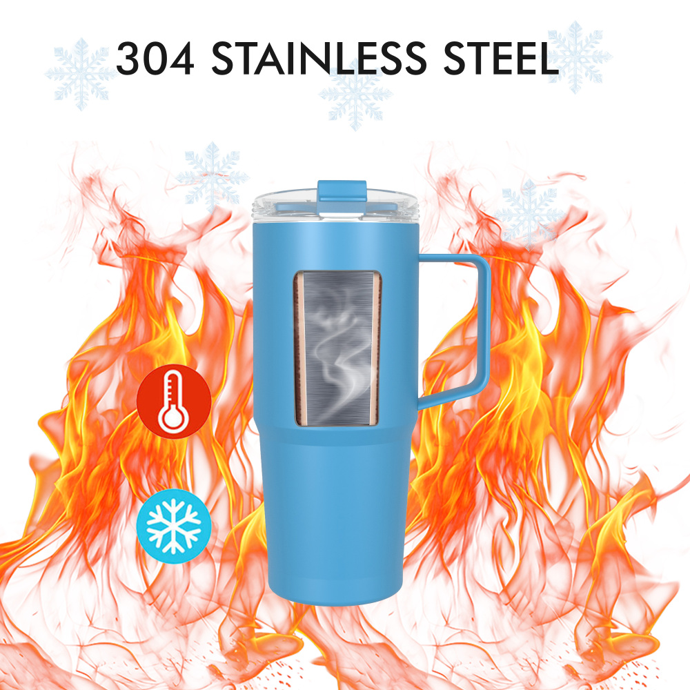 620ml/21OZ double wall insulated mug with flip lid T022