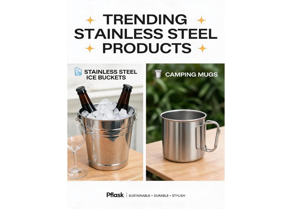What new product categories, such as stainless steel ice buckets or camping mugs, are gaining popularity?