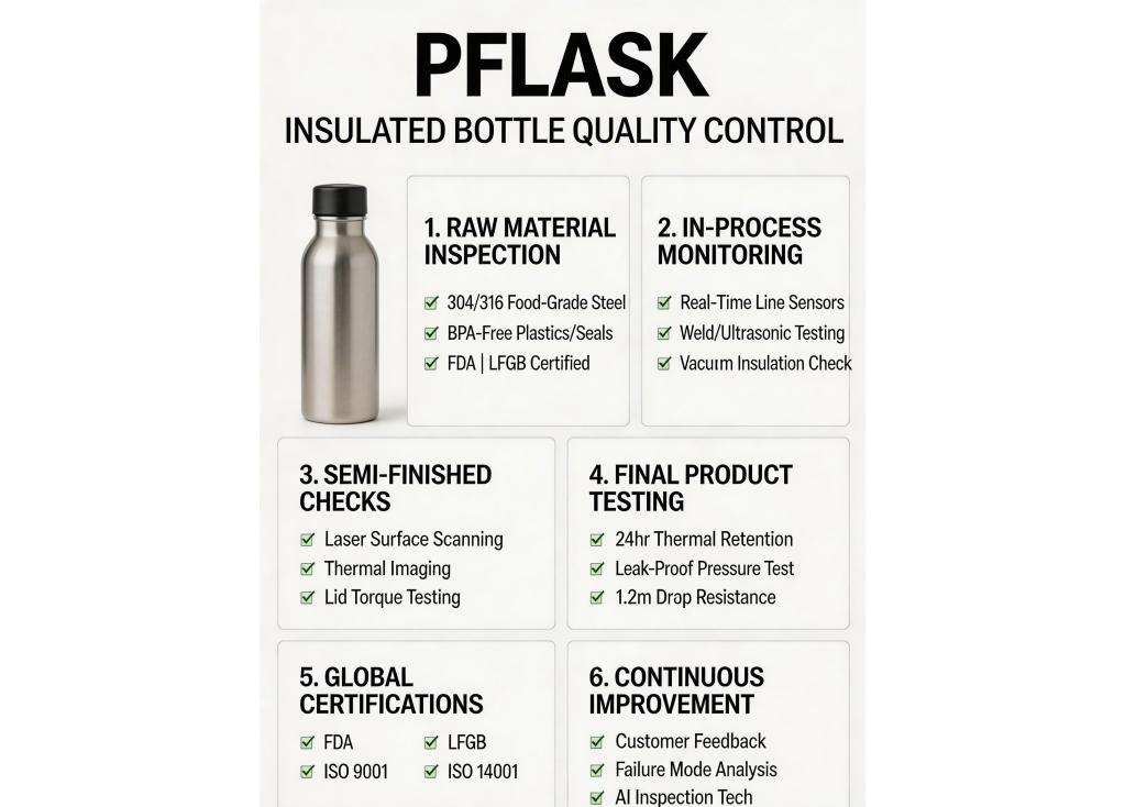 What quality control measures are implemented during the production of insulated bottles?