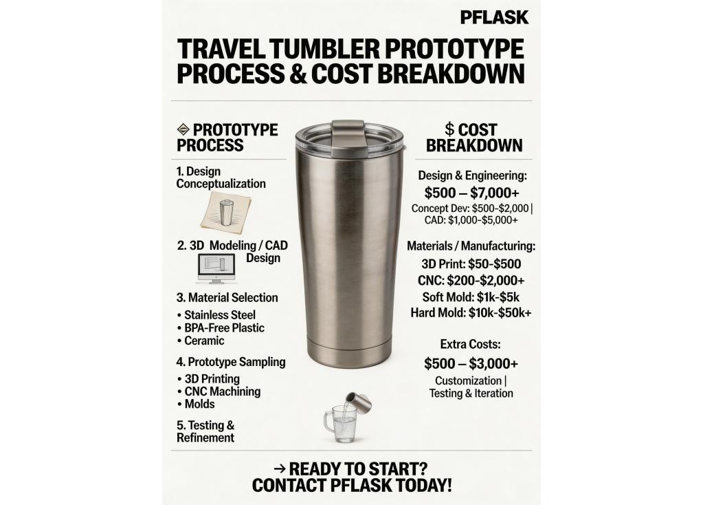 What is the process and cost involved in creating a prototype for a new travel tumbler design?