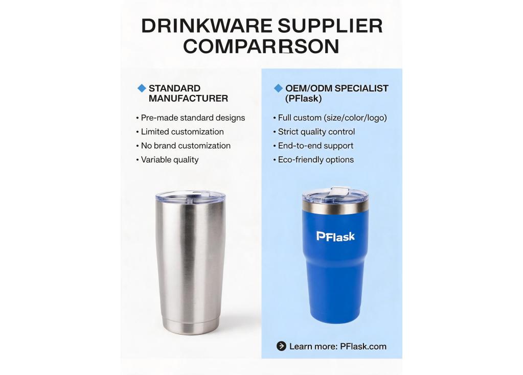 How do I evaluate the difference between a standard manufacturer and a specialized OEM/ODM supplier for drinkware?