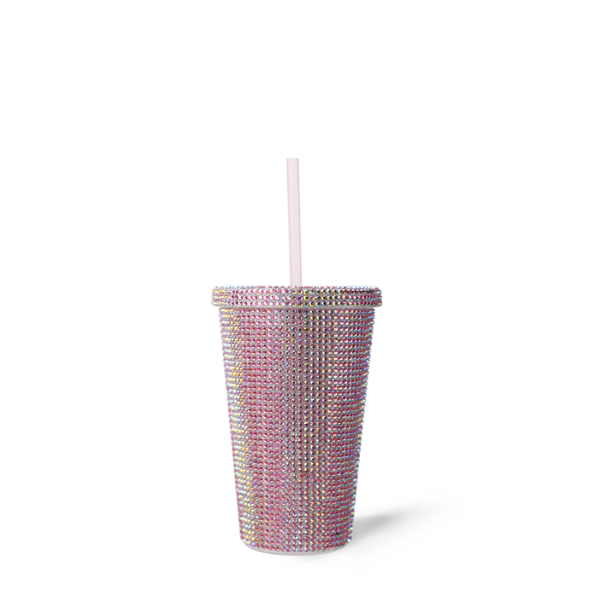 480ml/16oz AS Plastic Straw Tumbler Acrylic Diamond Decorations