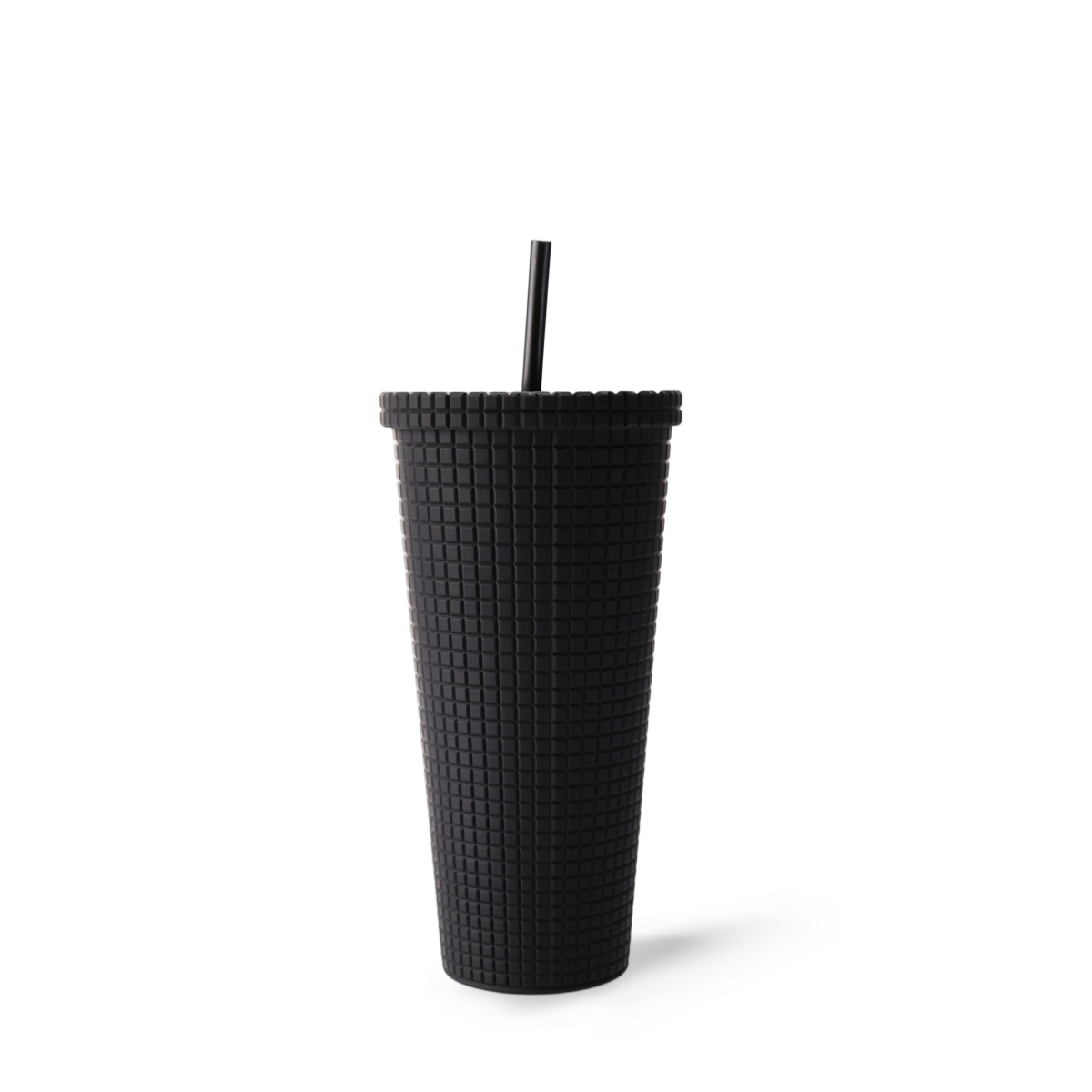 650ml/22oz Plastic Straw Tumbler Waffle Pattern