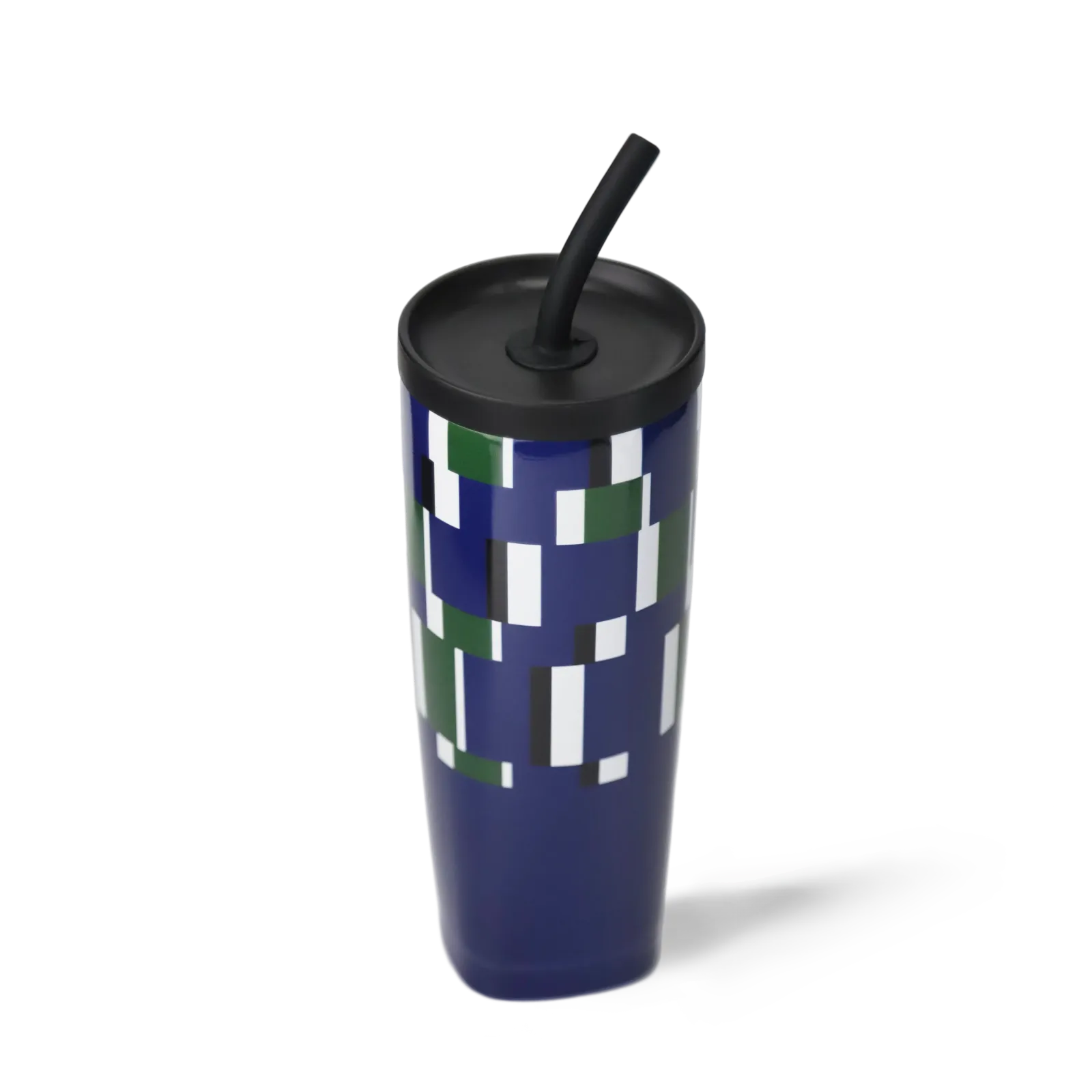 530ml/18oz Vacuum Insulated Stainless Steel Square Tumbler With Silicone Straw