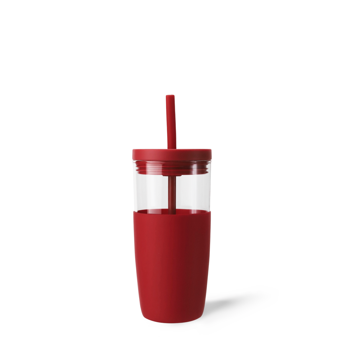 530ml/18oz High Borosilicate Glass Tumbler Silicone Straw & Sleeve