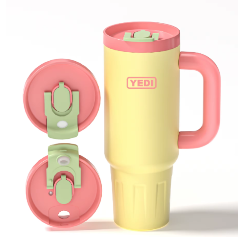 YEDI Custom Spill Proof Flip Straw Tumbler Wholesale Bulk Thermal Mug Stainless Steel Coffee Thermo Cup 40oz Tumbler With Handle