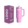 Custom 35oz H2.5 Tumbler 18/8 Stainless Steel Pink Insulated Travel Mug with Handle and Straw for Car Camping and Hiking