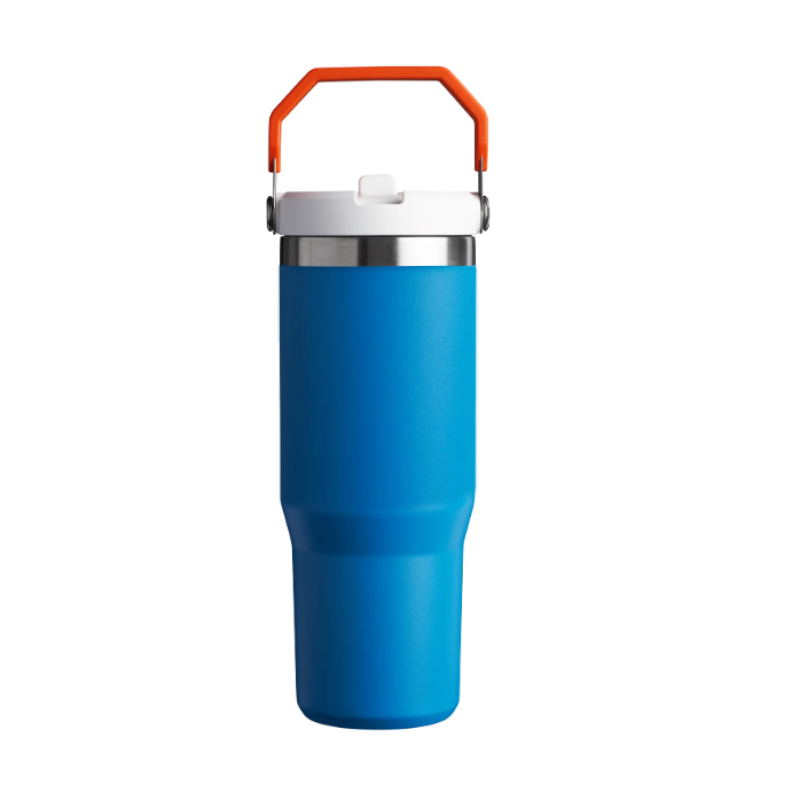 Portable 20oz 30oz Outdoor Leakproof Stainless Steel Flip Straw Insulated Travel Coffee Cup Tumbler with Handle