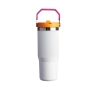 Portable 20oz 30oz Outdoor Leakproof Stainless Steel Flip Straw Insulated Travel Coffee Cup Tumbler with Handle