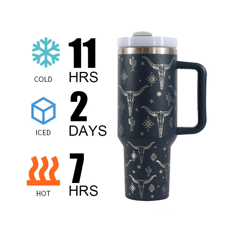 40oz H2.0 Tumbler Laser Pattern Double Wall Vacuum Tumbler with Handle and Straw Reusable Stainless Steel Mugs