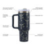 40oz H2.0 Tumbler Laser Pattern Double Wall Vacuum Tumbler with Handle and Straw Reusable Stainless Steel Mugs