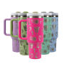 40oz H2.0 Tumbler Laser Pattern Double Wall Vacuum Tumbler with Handle and Straw Reusable Stainless Steel Mugs
