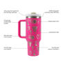 40oz H2.0 Tumbler Laser Pattern Double Wall Vacuum Tumbler with Handle and Straw Reusable Stainless Steel Mugs