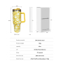 YEDI 40oz Stainless Steel Insulated Travel Mug Reusable Vacuum Coffee Cup with Handle and Straw Lid Customizable Logo
