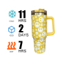 YEDI 40oz Stainless Steel Insulated Travel Mug Reusable Vacuum Coffee Cup with Handle and Straw Lid Customizable Logo