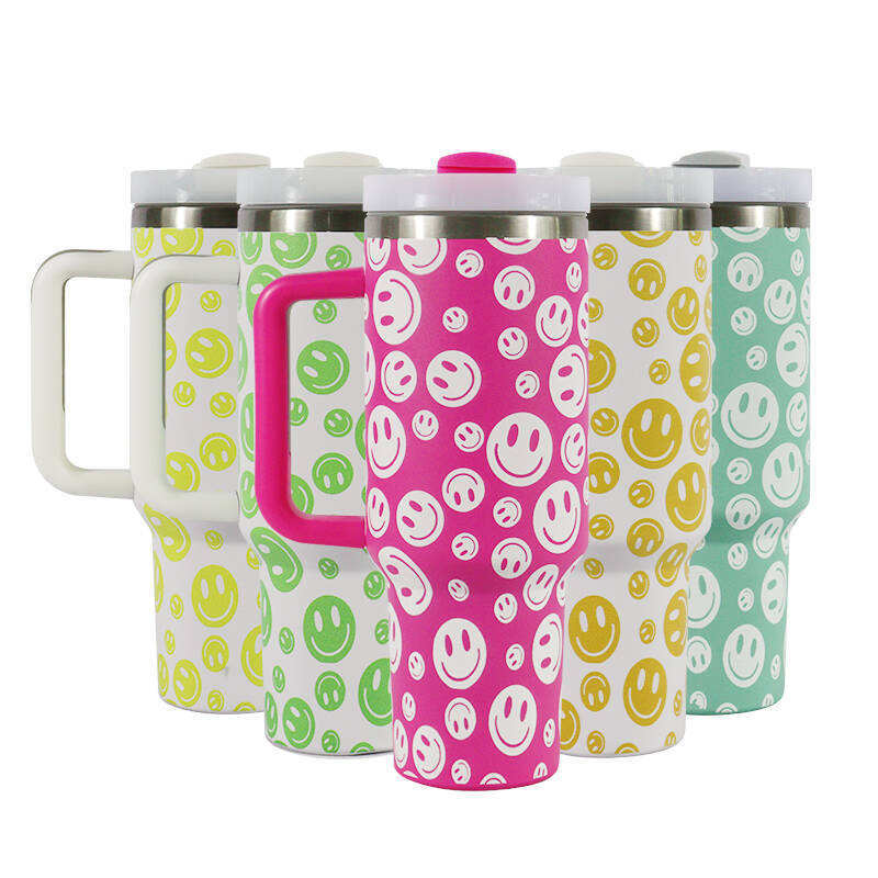YEDI 40oz Stainless Steel Insulated Travel Mug Reusable Vacuum Coffee Cup with Handle and Straw Lid Customizable Logo