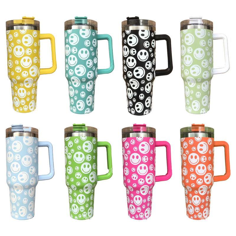 YEDI 40oz Stainless Steel Insulated Travel Mug Reusable Vacuum Coffee Cup with Handle and Straw Lid Customizable Logo