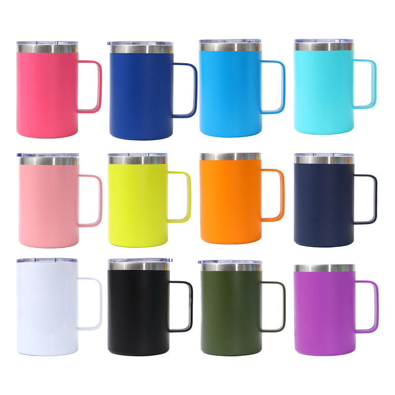 YEDI 12oz Metallbecher Edelstahl Isolierter Vakuum Benutzerdefiniertes Logo Thermobecher Kaffee Camping Reisebecher Becher mit Griff